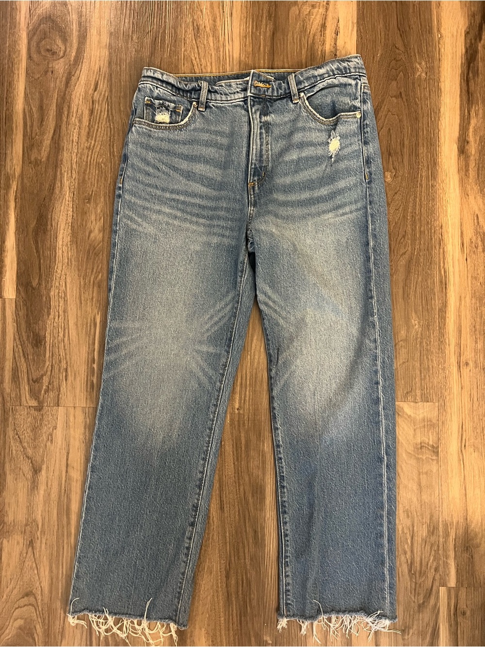 LOFT Light Blue Women's Straight-Leg Jeans with Frayed Hem